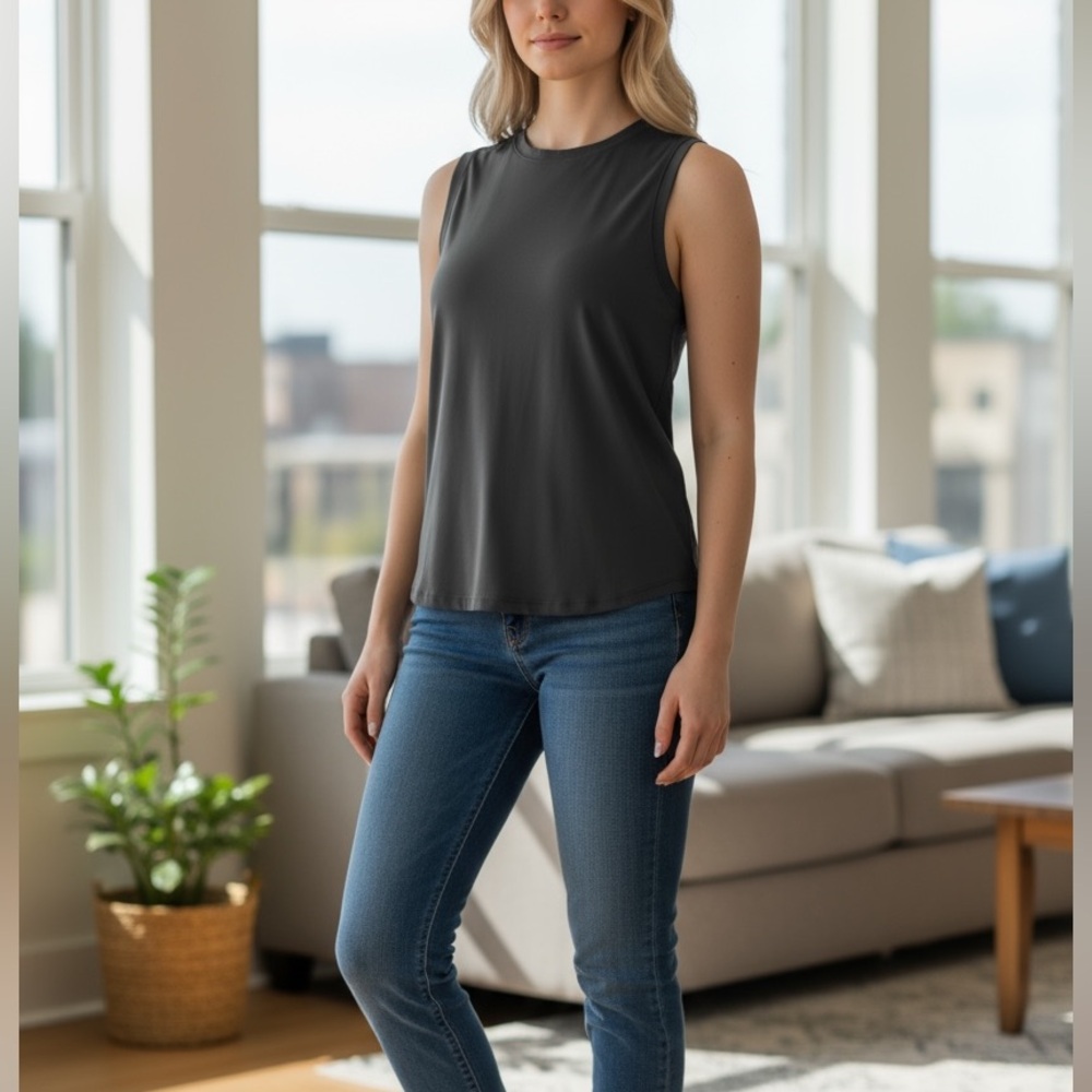 Athleta Charcoal Sleeveless Tank Top